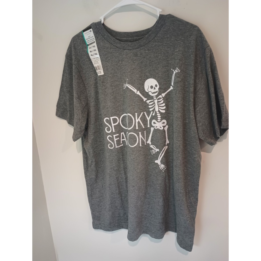 Celebrate It Halloween T Shirt Adult XL Gray Spooky Season Dancing Skeleton NWT
